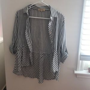 Gray and white stripe top